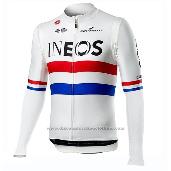 2019 Cycling Jersey INEOS Champion Uk White Long Sleeve and Bib Tight